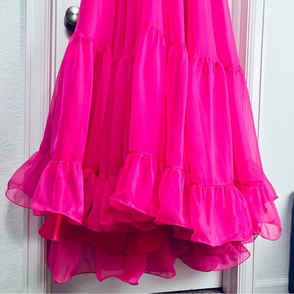 Mac Duggal Indy 6711 Gown 8 Hot Pink Ruffle Corset Back Evening Dress Formal - Picture 9 of 12